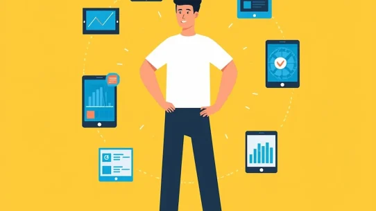 Free AI tools for solopreneurs - solo figure with digital tools orbiting yellow background