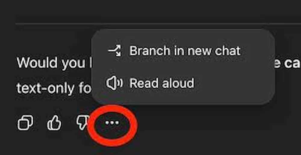 ChatGPT Plus interface showing the new branch in new chat feature for better decision analysis and proposal structure in 2026