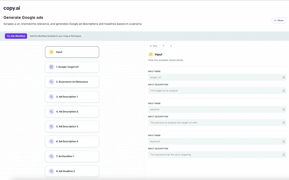 Copy.ai GTM workflow builder multi-step marketing sequence CRM data solopreneur 2026