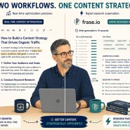Surfer SEO vs Frase workflow comparison 2026 real-time content score updating versus brief generation SERP data 20 results seconds